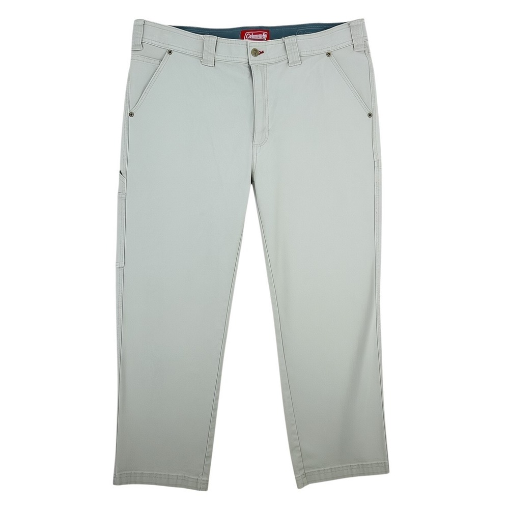 Coleman Mens Canvas Utility Carpenter Pants Khaki Gray 40x30